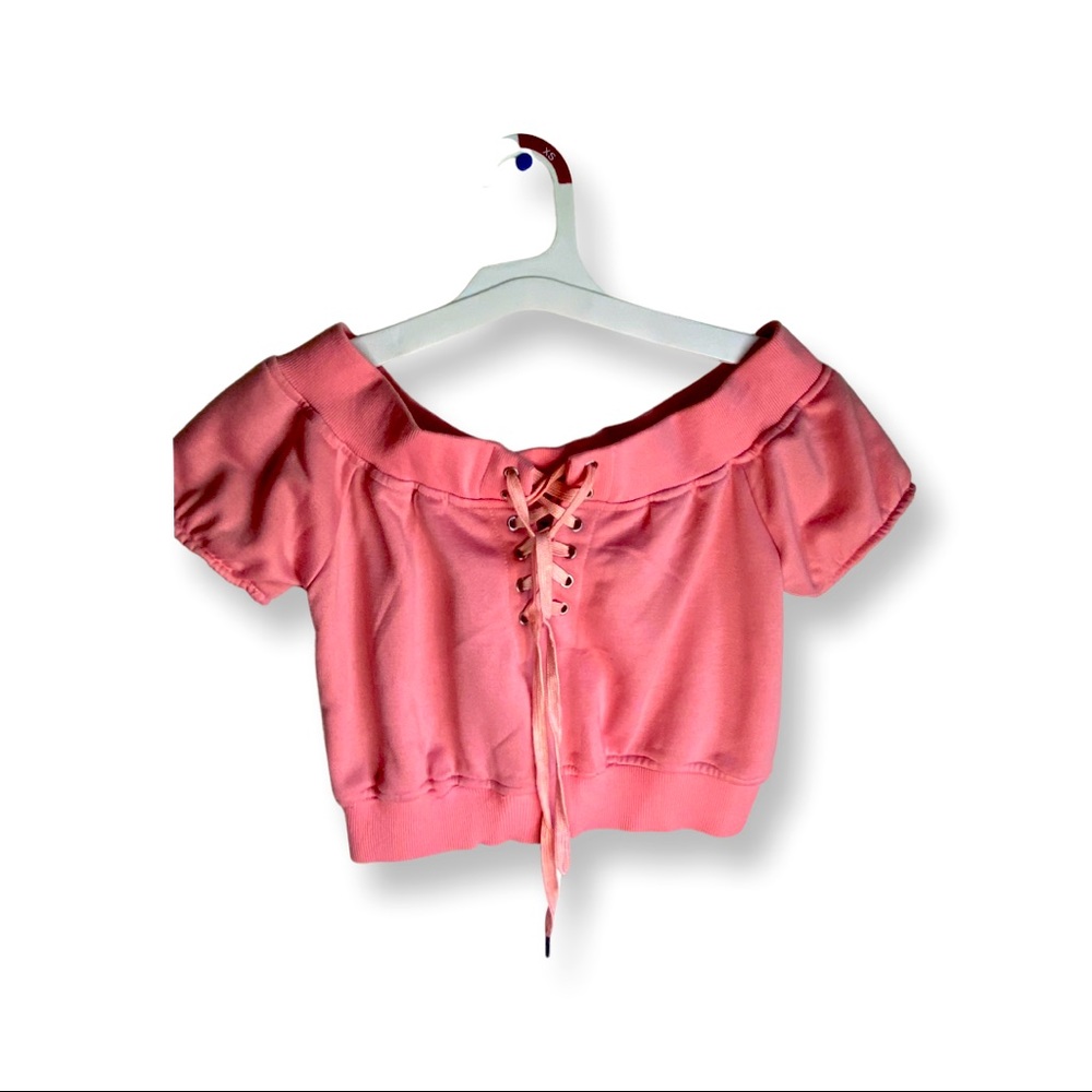 Off the Shoulder Baby Pink Crop Top
